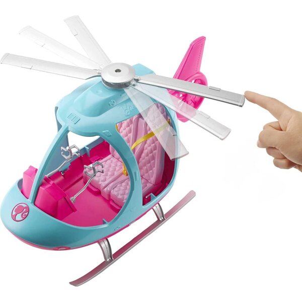 Barbie-Helikopter in Rosa und Blau mit rotierendem Propeller – Abenteuerspiel für Kinder
