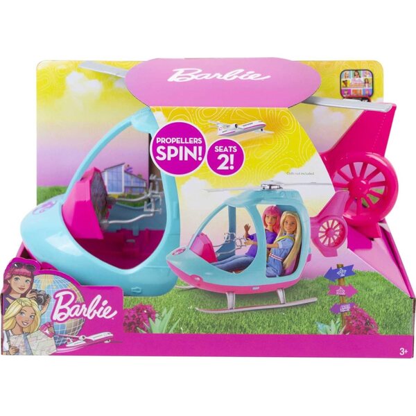 Barbie-Helikopter in Rosa und Blau mit rotierendem Propeller – Abenteuerspiel für Kinder
