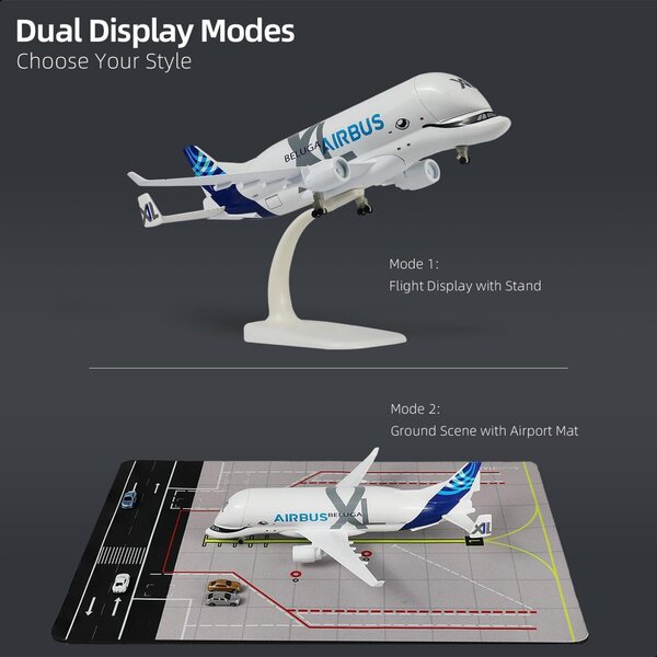 1/300 A330 Beluga XL1 Kit de modélisation d'avion en métal moulé sous Pression avec Support (7,7") pour A330-744L Super Transport Beluga, modèles d'avions à Collectionner pour Les