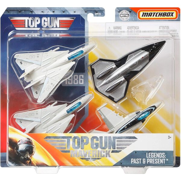 Matchbox Top Gun Maverick Coffret 4 modèles Sky Busters inspirés du Film, Avions et Jets Miniatures actuels et historiques, Jouet pour Enfant, GPF72