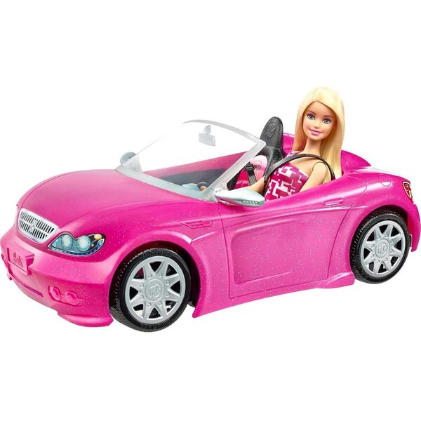 Barbie Cabriolet Rosa con Due Posti, Vestito Incluso e Accessori Glamour per Bambine