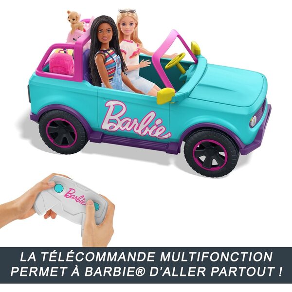 Hot Wheels Veicolo Radiocomandato Barbie Grand Véhicule Tout-Terrain per 2 Bambole