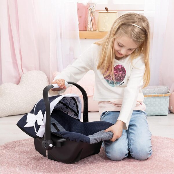 Autositz für Puppen bis 46 cm mit Bayer Design Verdeck und Sicherheitsgurt