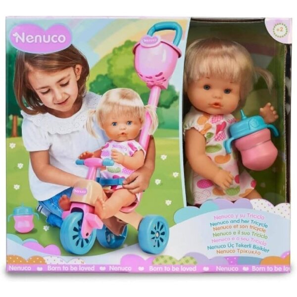 Nenuco Dreirad mit Puppenzubehör, komplettes Spiel für Kinder ab 3 Jahren