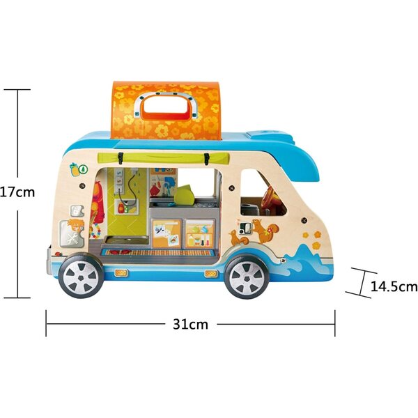 Hape Camping Car in Legno con bambole e Accessori per Bambini da 3 Anni