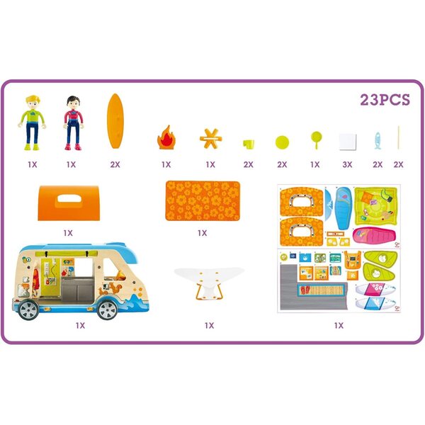 Hape Camping Car in Legno con bambole e Accessori per Bambini da 3 Anni