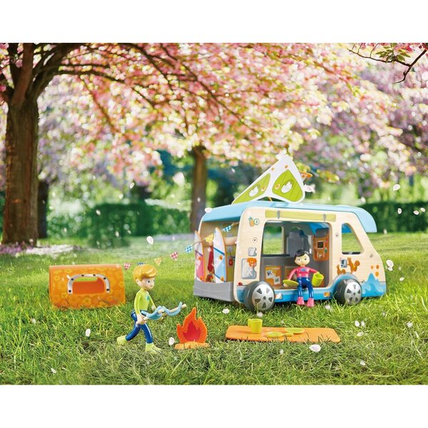 Hape Camping Car in Legno con bambole e Accessori per Bambini da 3 Anni