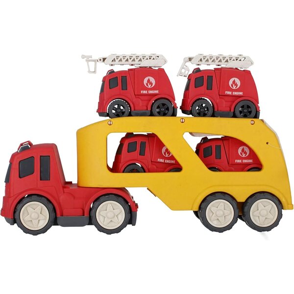 sarcia.eu Camion-lavoir + 4 Camions dei Pompieri Cartoon in Bioplastica 18m+ Mega Creative