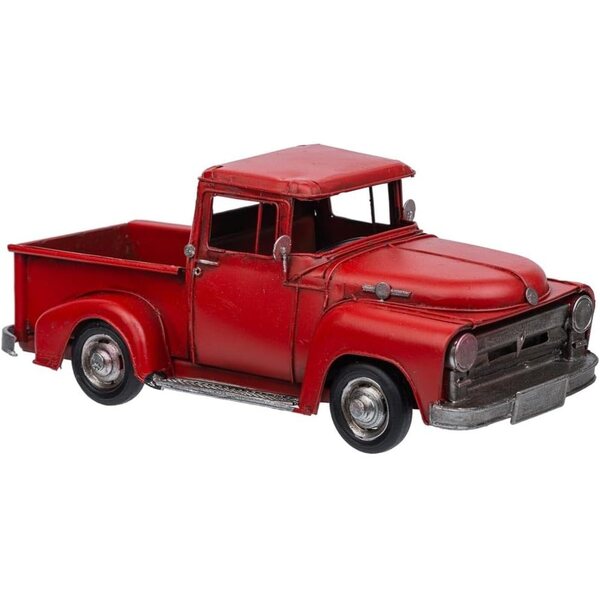 WANDERLUST DECO Camioneta in Metallo Rossa 28x12x12 cm - Decorazione Vintage