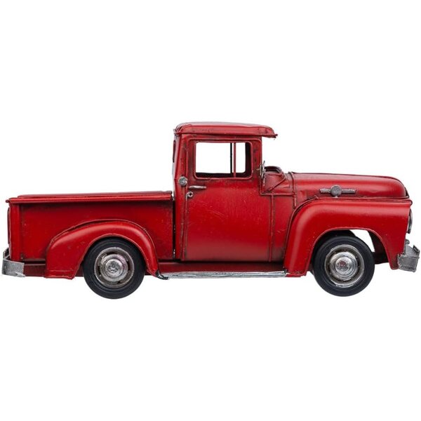 WANDERLUST DECO Camioneta in Metallo Rossa 28x12x12 cm - Decorazione Vintage