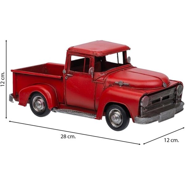 WANDERLUST DECO Camioneta in Metallo Rossa 28x12x12 cm - Decorazione Vintage