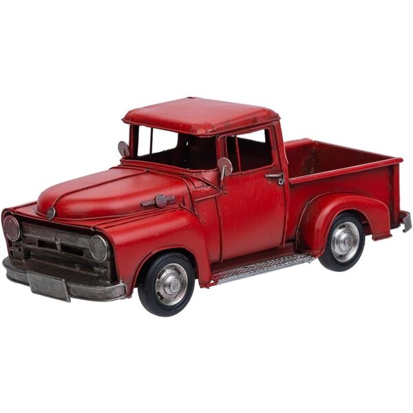 WANDERLUST DECO Camioneta in Metallo Rossa 28x12x12 cm - Decorazione Vintage