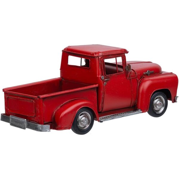 WANDERLUST DECO Camioneta in Metallo Rossa 28x12x12 cm - Decorazione Vintage