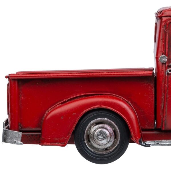 WANDERLUST DECO Camioneta in Metallo Rossa 28x12x12 cm - Decorazione Vintage