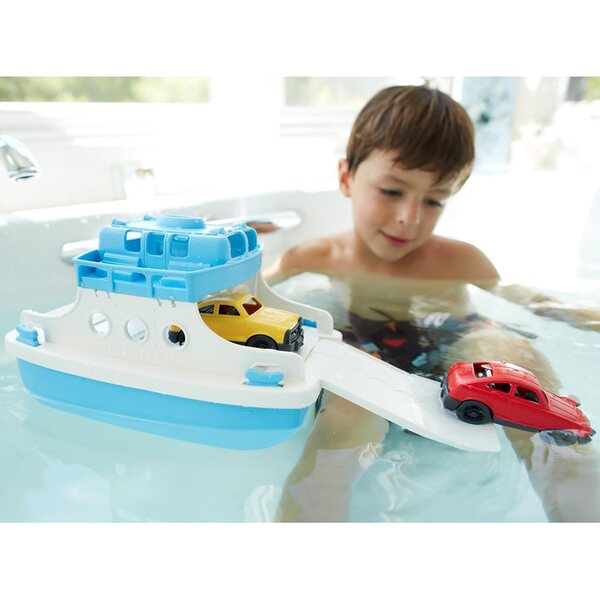 Green Toys Ferry Boat con Mini Auto - Gioco Bagnetto Sicuro e Ecologico