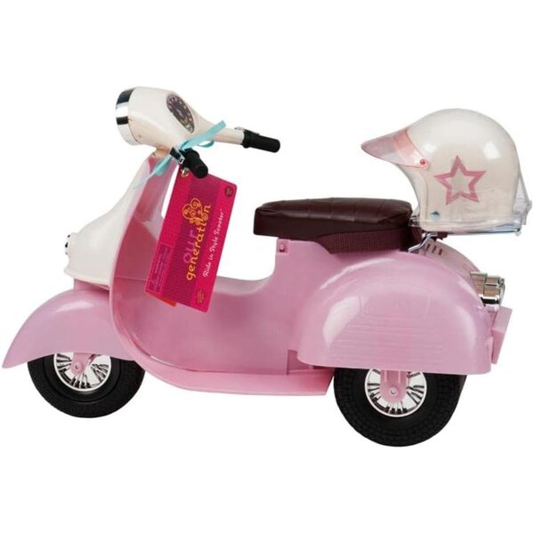 Rosa-weißer Roller für Our Generation-Puppen mit Helm – Zubehör 46 cm, 3+ Jahre