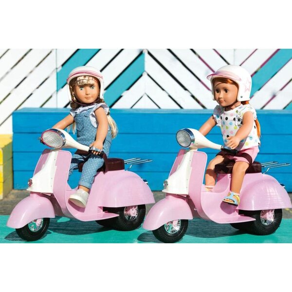Rosa-weißer Roller für Our Generation-Puppen mit Helm – Zubehör 46 cm, 3+ Jahre