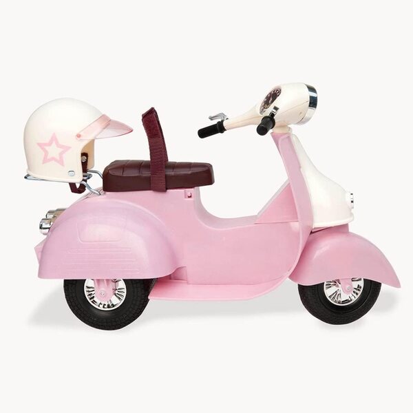 Rosa-weißer Roller für Our Generation-Puppen mit Helm – Zubehör 46 cm, 3+ Jahre