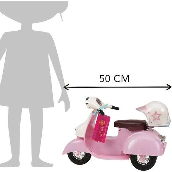 Rosa-weißer Roller für Our Generation-Puppen mit Helm – Zubehör 46 cm, 3+ Jahre