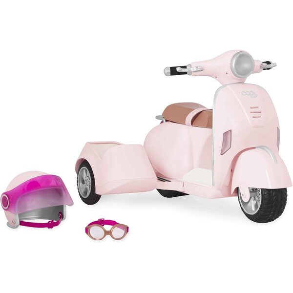 Roller mit Beiwagen und Helm für 46 cm große Puppen – Rollenspiel für Kinder ab 3 Jahren