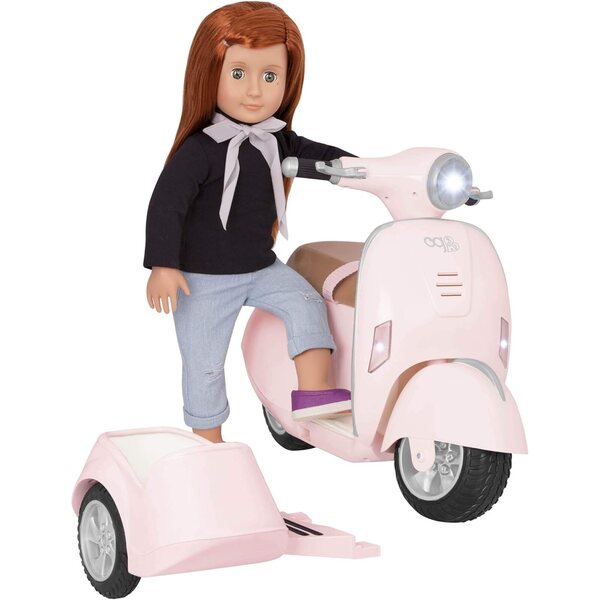 Roller mit Beiwagen und Helm für 46 cm große Puppen – Rollenspiel für Kinder ab 3 Jahren