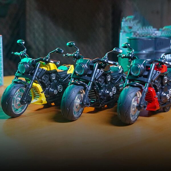 Keenso Motorrad Retro-Kunststoffspielzeug mit Frontlicht, Vintage-Design für Kinder