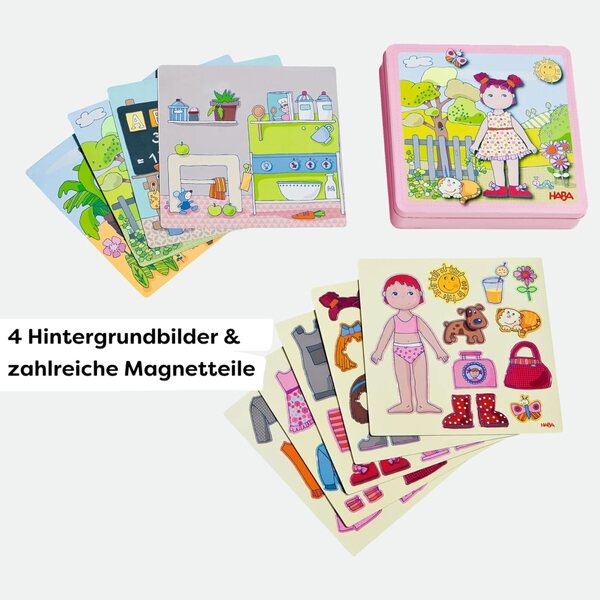 HABA Magnetisches Anziehspiel Lady – 54 Teile und 4 Szenarien in Metallbox