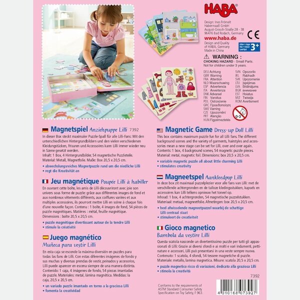 HABA Magnetisches Anziehspiel Lady – 54 Teile und 4 Szenarien in Metallbox