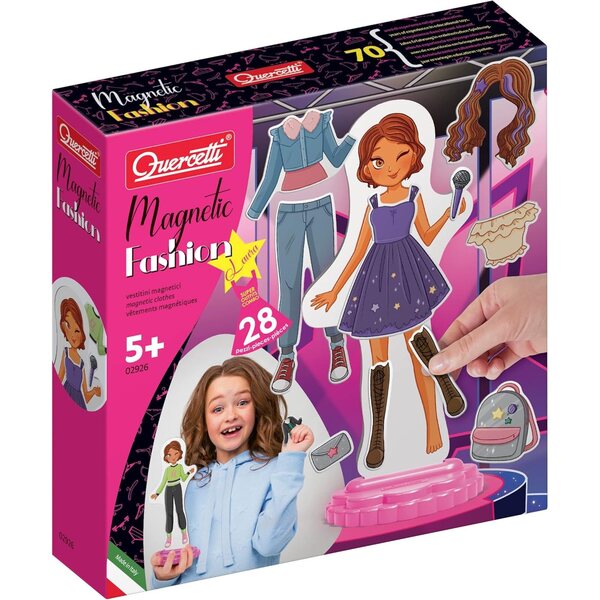 Quercetti Magnetic Fashion Laura: gioco magnetico creativo con 28 vestiti per bambini 5+