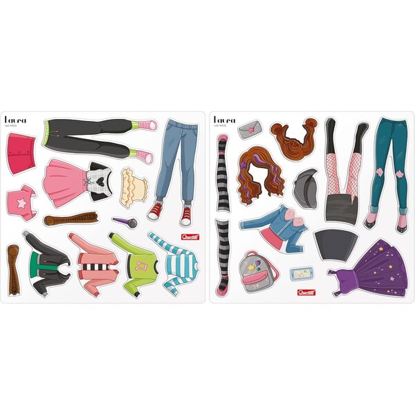 Quercetti Magnetic Fashion Laura: gioco magnetico creativo con 28 vestiti per bambini 5+