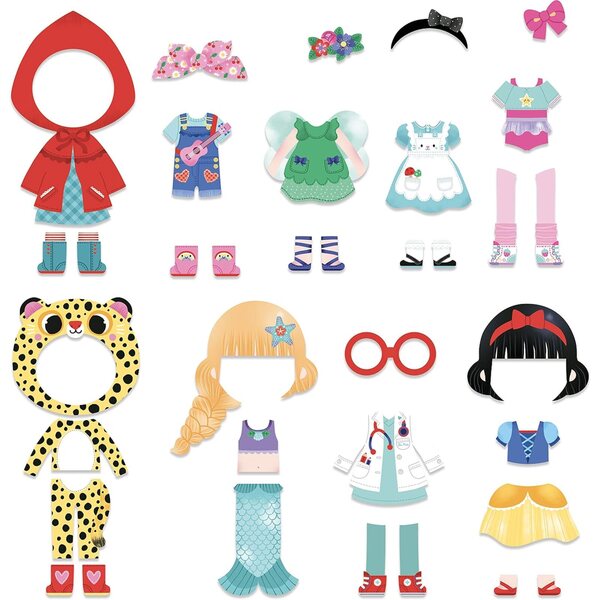 Vilac - Pupazzo Mia in legno con 36 vestiti magnetici per bambini 3+