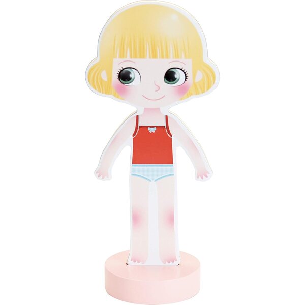 Vilac - Pupazzo Mia in legno con 36 vestiti magnetici per bambini 3+