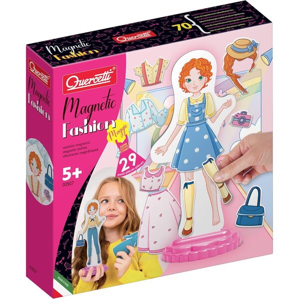 Quercetti Magnetic Fashion Maggie - bambole magnetica con 29 pezzi magici per vestirsi