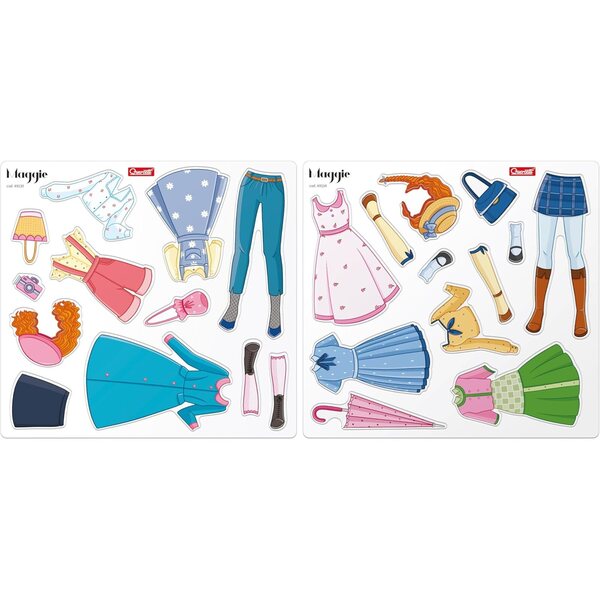 Quercetti Magnetic Fashion Maggie - bambole magnetica con 29 pezzi magici per vestirsi