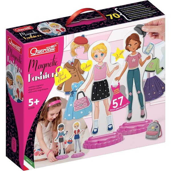 Quercetti Magnetic Fashion Best Friends: 57 pezzi magnetici per bambine 5-9 anni