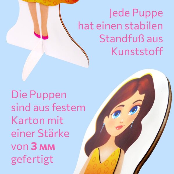 MAGNIKON Magnetpuppen zum Verkleiden mit 3 Puppen und 50 magnetischen Accessoires