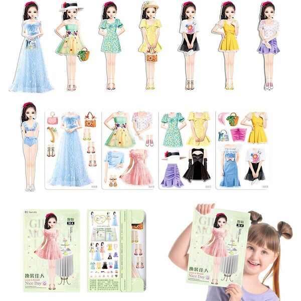 Magnetisches Kleidungsset für Papierpuppen, kreatives und sicheres Spielen für Kinder im Alter von 3–12 Jahren