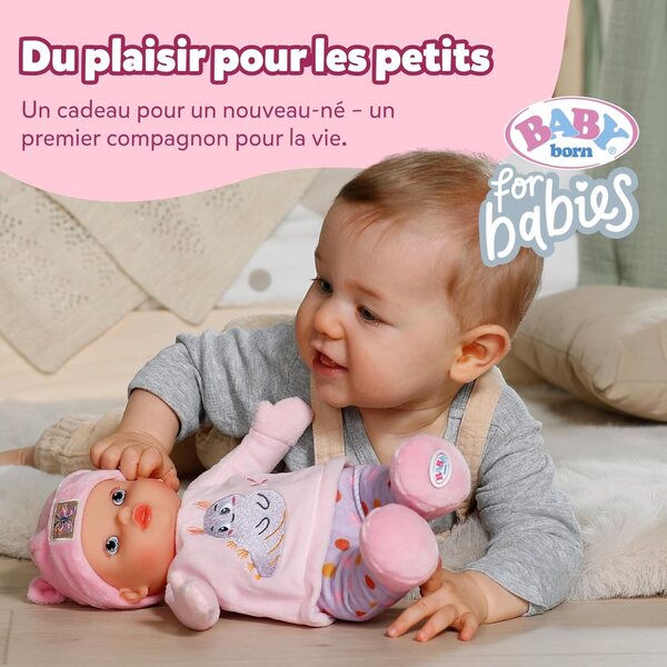 BABY geb. Sweetie Pink – 30 cm große Kuschelpuppe mit integrierter Rassel, ideal für Neugeborene