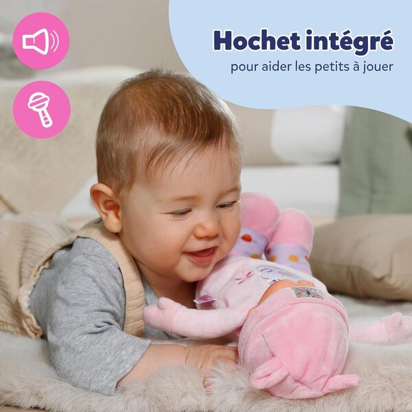 BABY geb. Sweetie Pink – 30 cm große Kuschelpuppe mit integrierter Rassel, ideal für Neugeborene