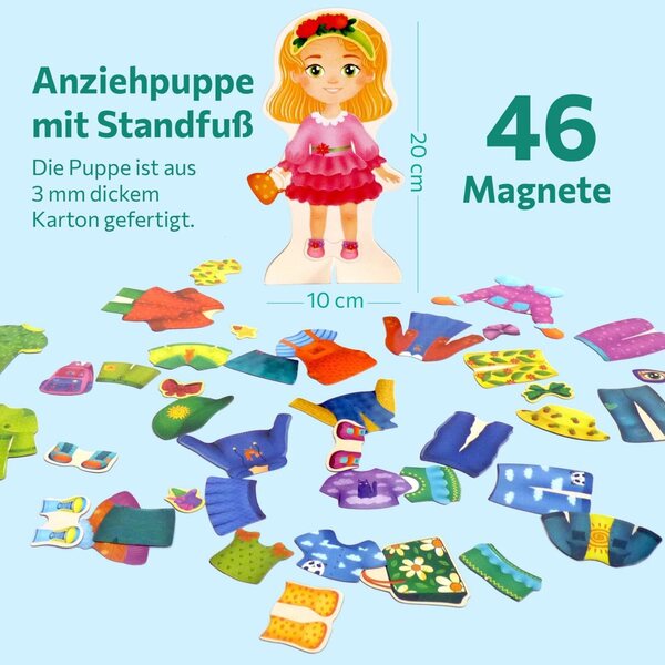 Eva die Magnetpuppe: Kreativität mit 46 magnetischen Kleidungsstücken für Babys