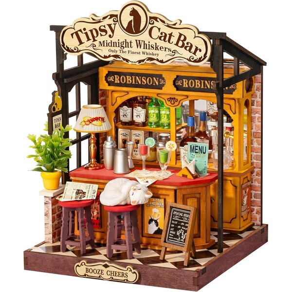 Rolife Bistro Miniature Cozy Cat, 136 pezzi Kit 3D Casa in Legno senza Colla