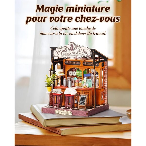Rolife Bistro Miniature Cozy Cat, 136 pezzi Kit 3D Casa in Legno senza Colla