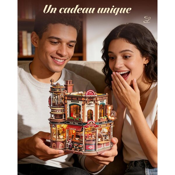 ROKR Dream Coffee Factory: Casa delle Bambole Miniatura con Musica Jazz e Luci LED