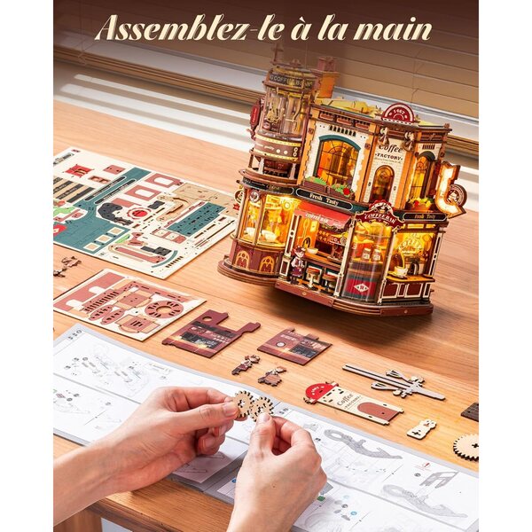 ROKR Dream Coffee Factory: Casa delle Bambole Miniatura con Musica Jazz e Luci LED