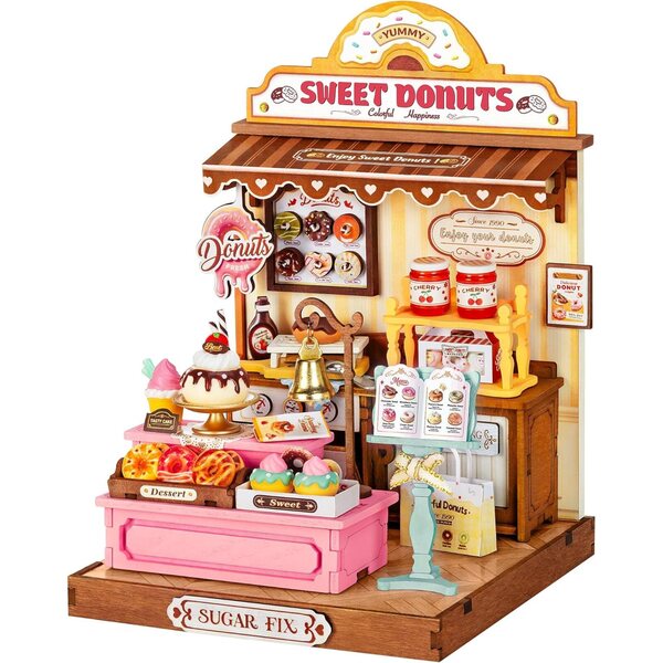 Rolife Sweetie's Donut Shop Miniatura da Costruire 141 Pezzi Senza Colla - Kit Maison 3D