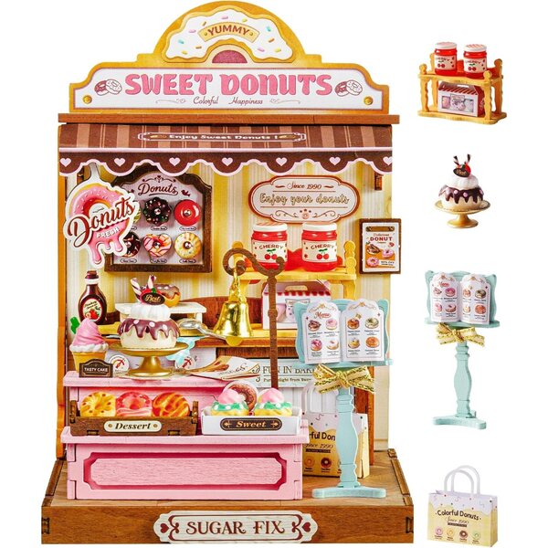 Rolife Sweetie's Donut Shop Miniatura da Costruire 141 Pezzi Senza Colla - Kit Maison 3D