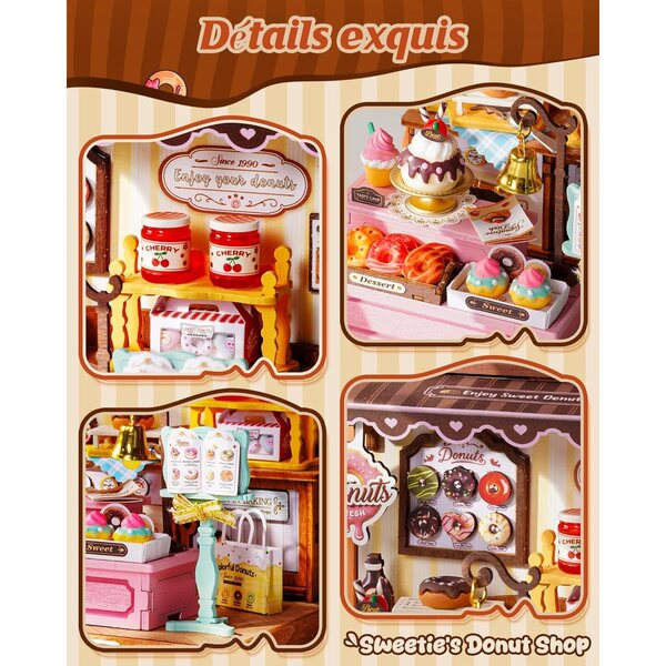 Rolife Sweetie's Donut Shop Miniatura da Costruire 141 Pezzi Senza Colla - Kit Maison 3D