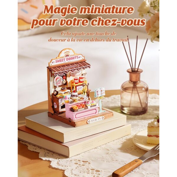 Rolife Sweetie's Donut Shop Miniatura da Costruire 141 Pezzi Senza Colla - Kit Maison 3D