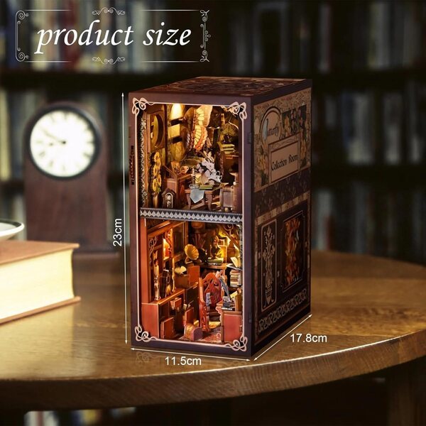 Facarler Book Nook Casa delle Bambole in Legno con LED e Puzzle 3D - Kit DIY