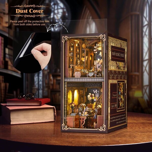 Facarler Book Nook Casa delle Bambole in Legno con LED e Puzzle 3D - Kit DIY